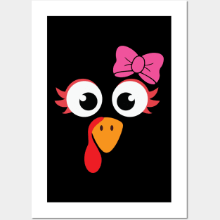Thanksgiving Turkey Girl Face Posters and Art